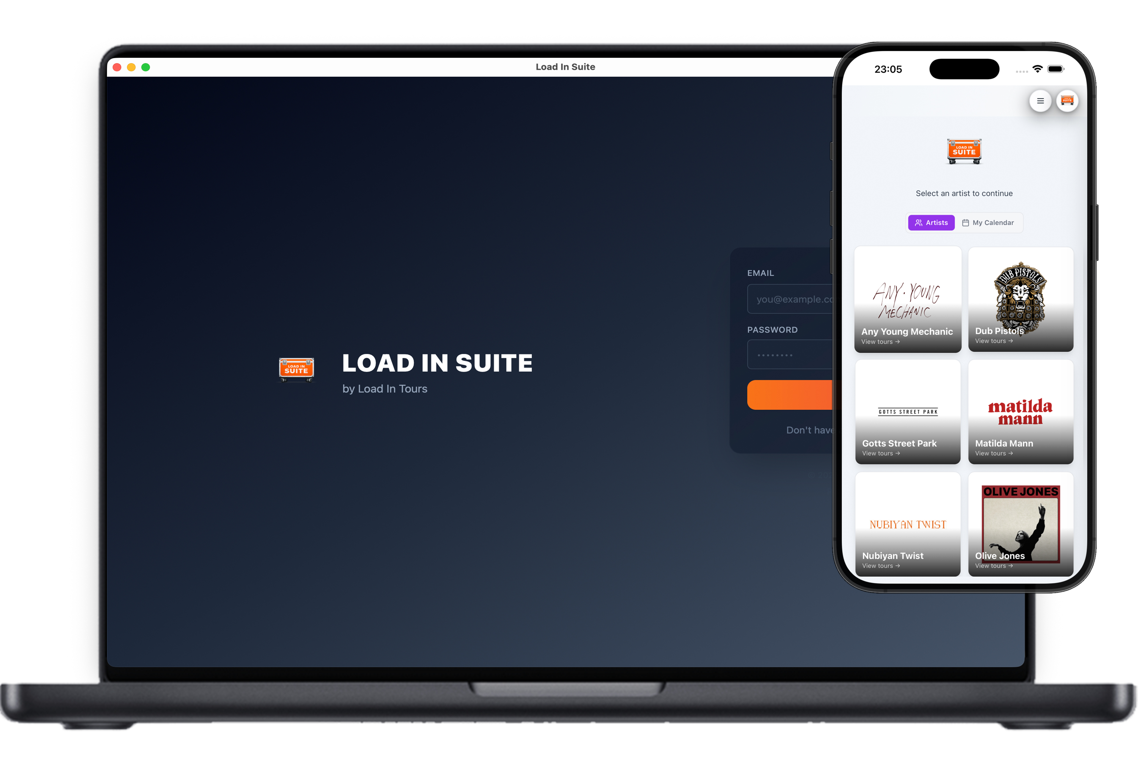 Load In Suite on desktop and mobile